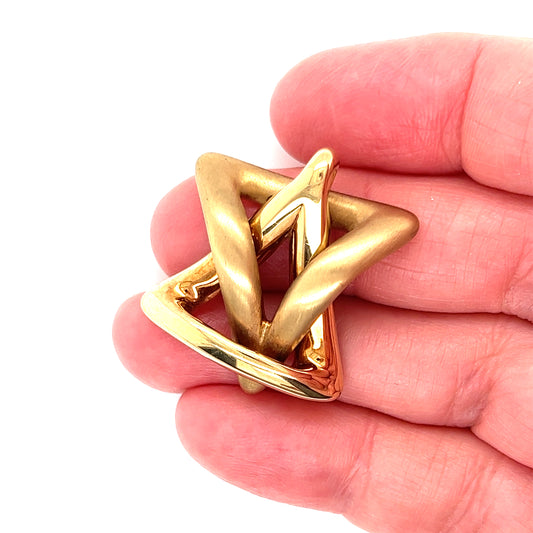 Puffed Interlocking Star of David 14k Yellow Gold Charm Pendant