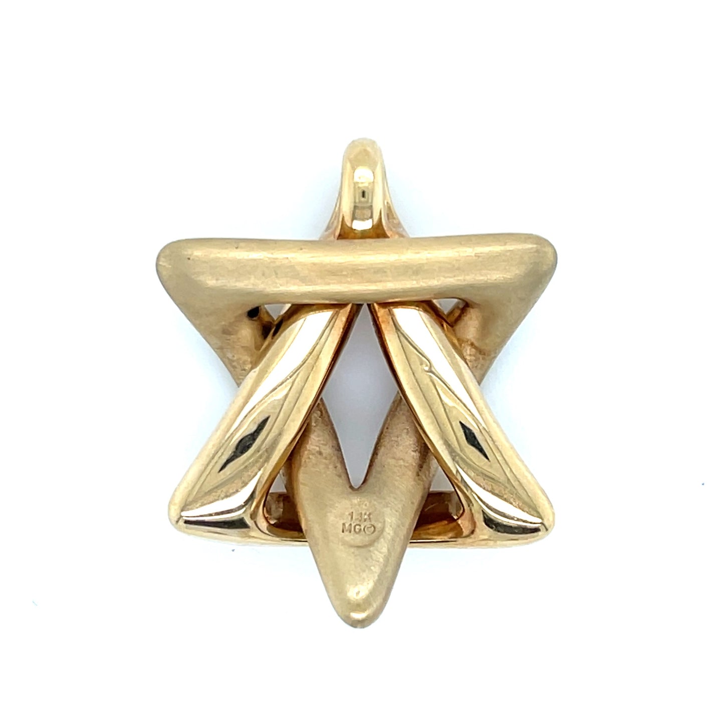 Puffed Interlocking Star of David 14k Yellow Gold Charm Pendant