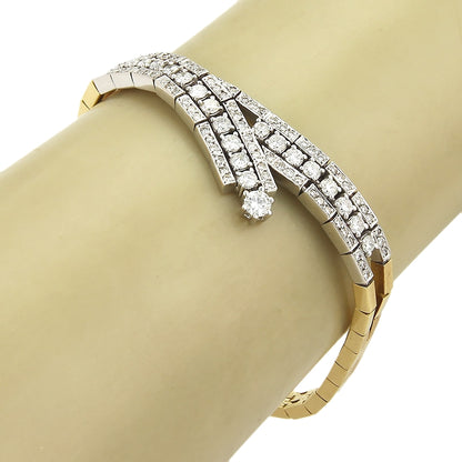Bypass 2.51ct Diamond 18k Two Tone Gold Link Bracelet