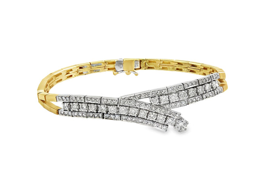 Bypass 2.51ct Diamond 18k Two Tone Gold Link Bracelet