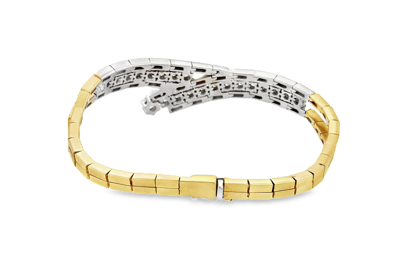 Bypass 2.51ct Diamond 18k Two Tone Gold Link Bracelet