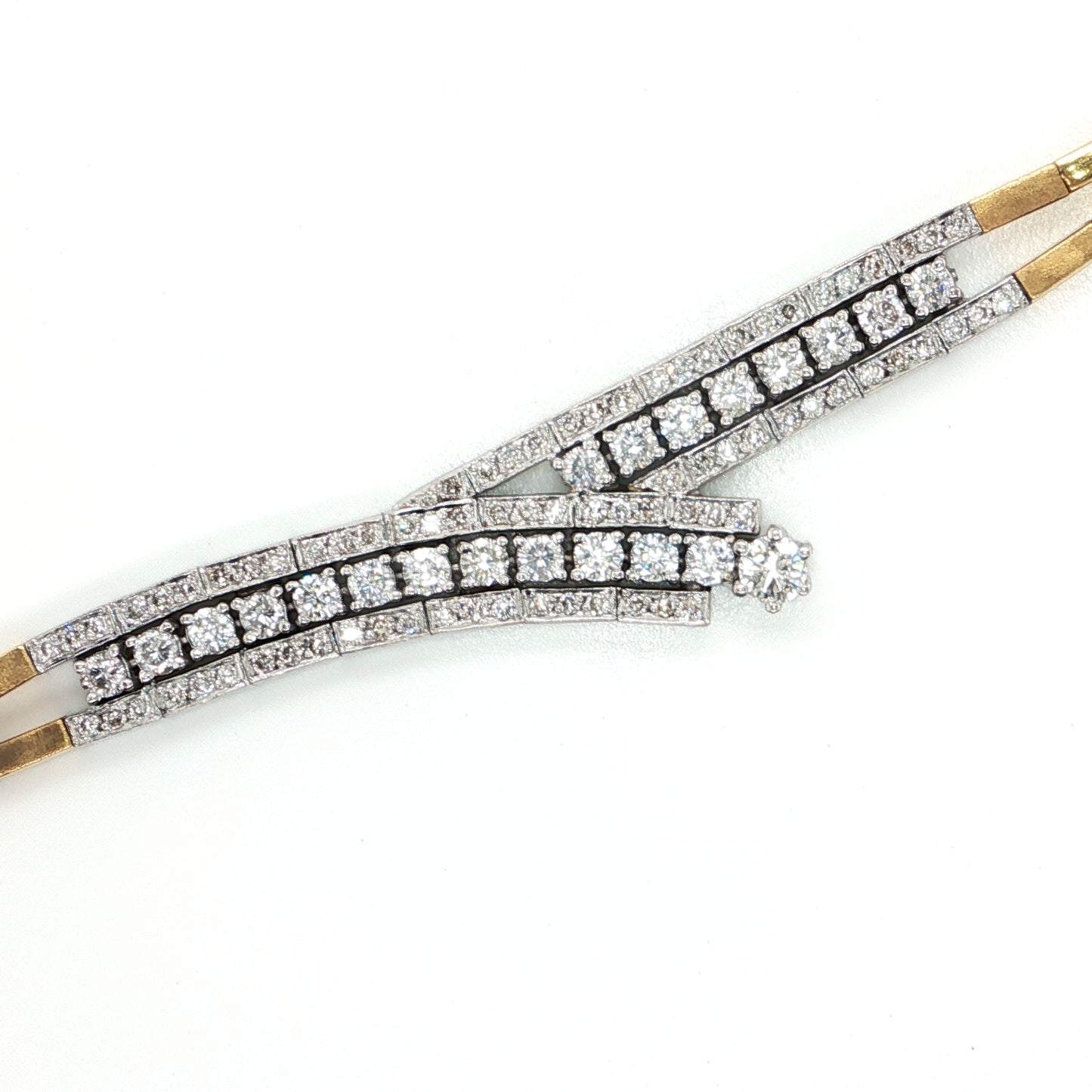 Bypass 2.51ct Diamond 18k Two Tone Gold Link Bracelet