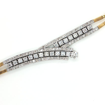 Bypass 2.51ct Diamond 18k Two Tone Gold Link Bracelet