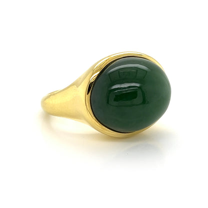 Tiffany & Co. Peretti Cabochon Green Jade 18k Yellow Gold Ring