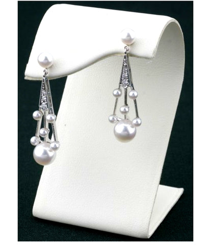 Mikimoto Diamond Pearls 18k White Gold Fancy Drop Dangle Earrings