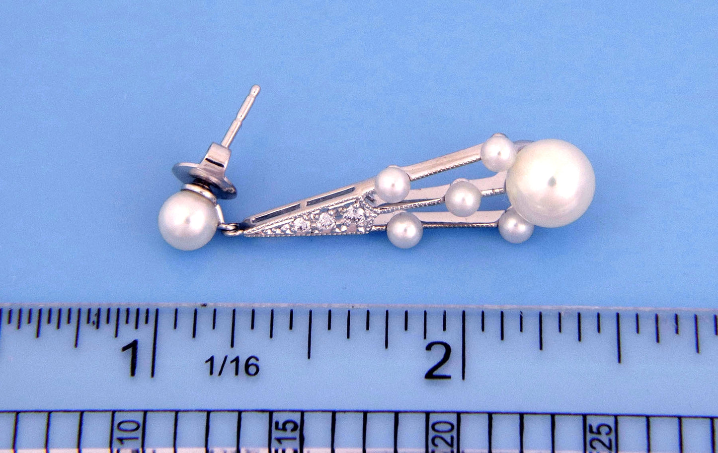 Mikimoto Diamond Pearls 18k White Gold Fancy Drop Dangle Earrings