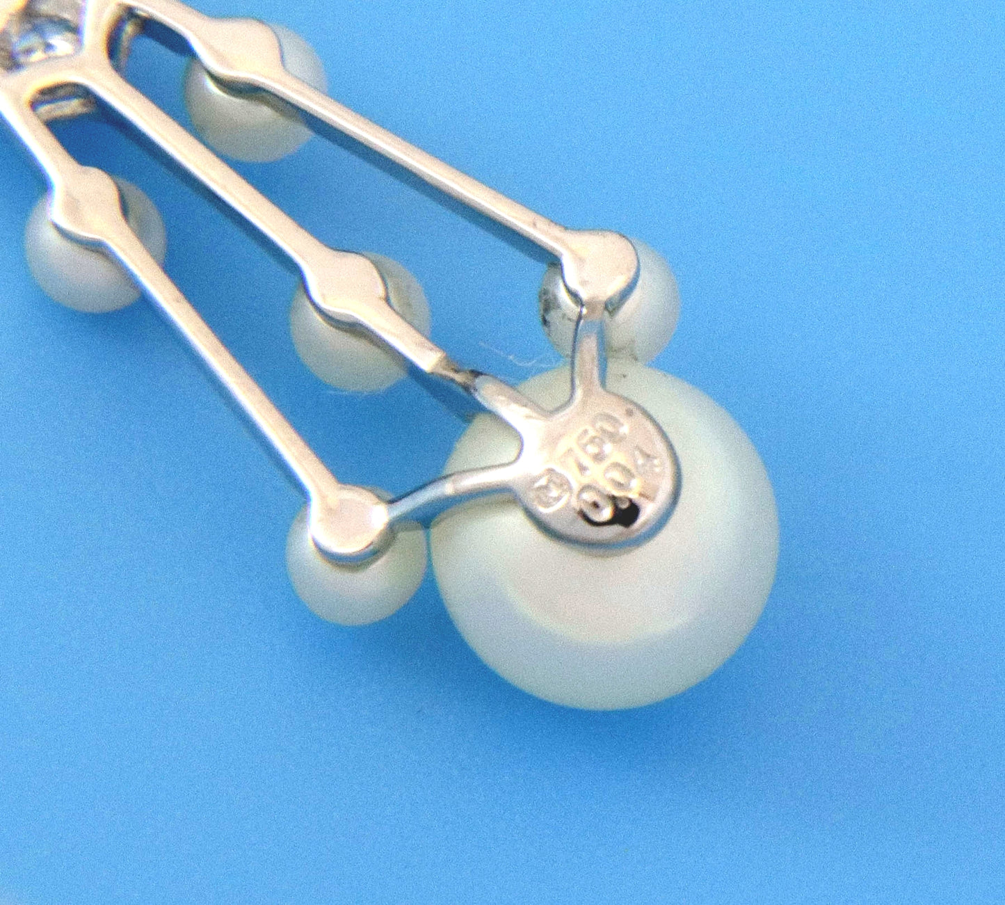 Mikimoto Diamond Pearls 18k White Gold Fancy Drop Dangle Earrings