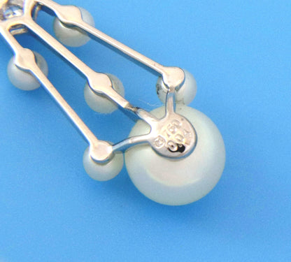 Mikimoto Diamond Pearls 18k White Gold Fancy Drop Dangle Earrings