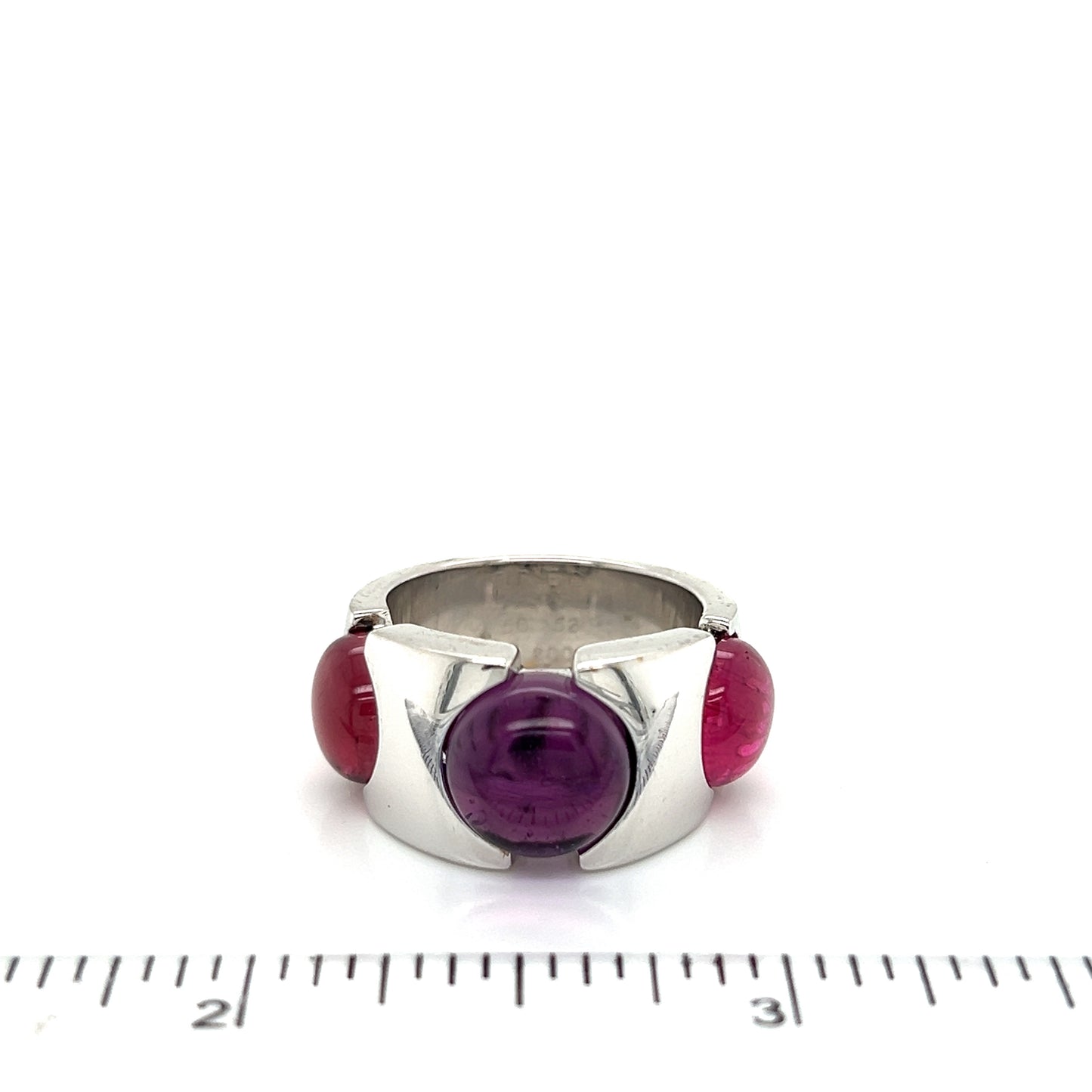 Fred of Paris Pink Tourmaline Amethyst 18k White Gold Band Ring - Size 6