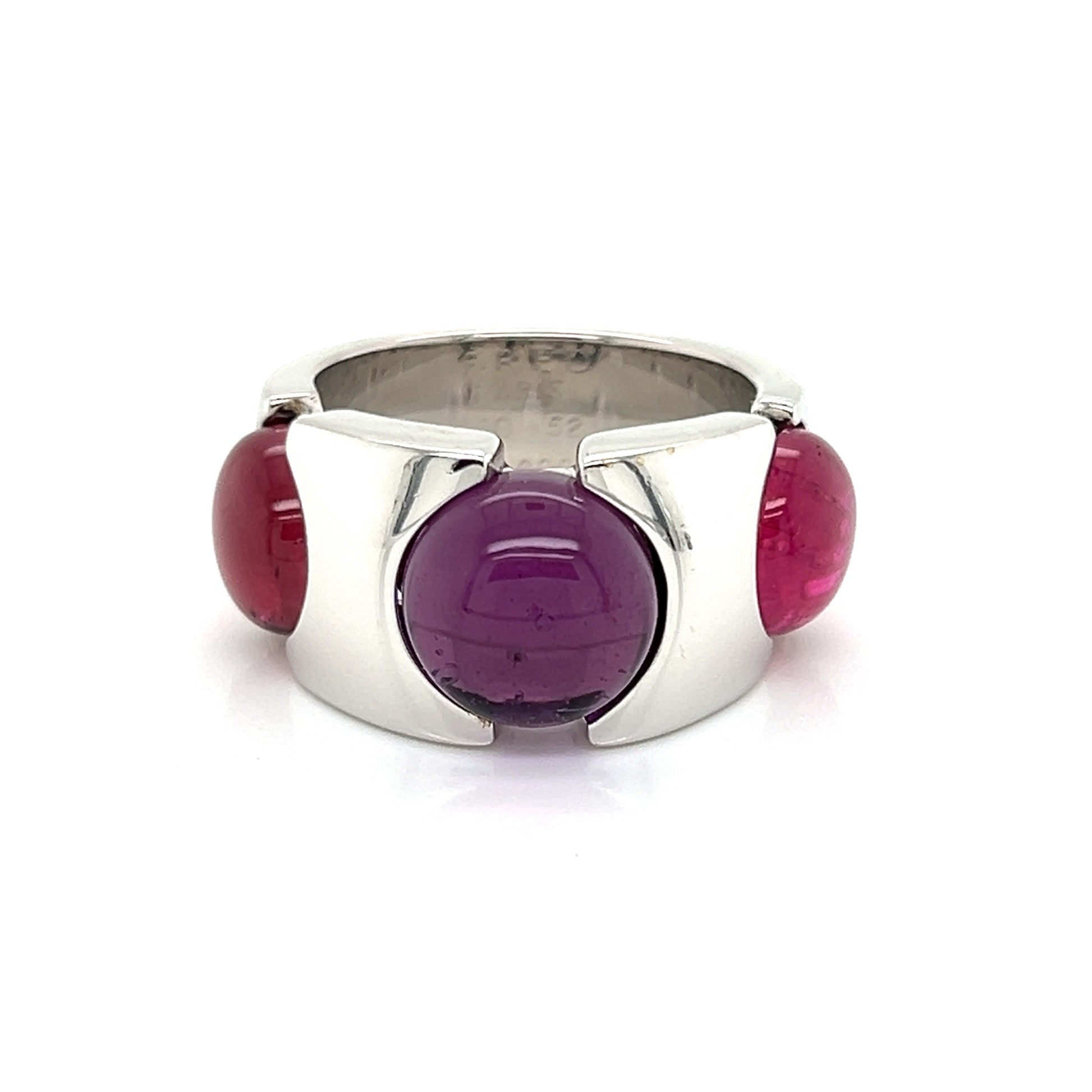 Fred of Paris Pink Tourmaline Amethyst 18k White Gold Band Ring | Rings | bands, catalog, Designer Jewelry, Fred of Paris, Rings | Fred of Paris