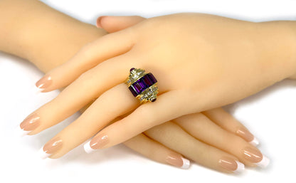 Lagos Diamond Amethyst 18k Yellow Gold Ring