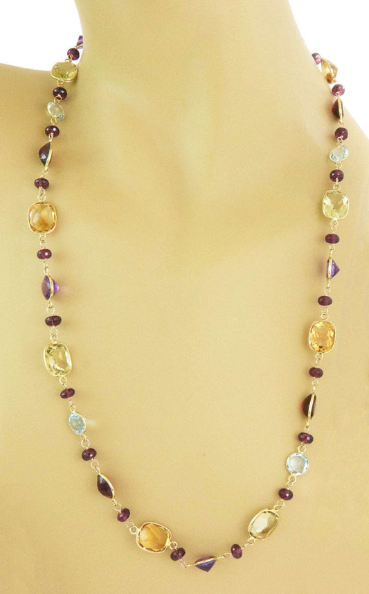 Colorful Assorted Shape Size Multicolor Gemstone 10k Yellow Gold Necklace | Necklaces | catalog, Chains, Estate, Necklaces | Estate