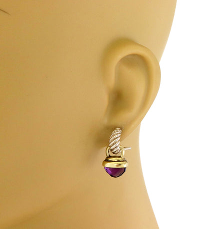 David Yurman Acron Cable Amethyst 14k Gold & Sterling Dangle Earrings