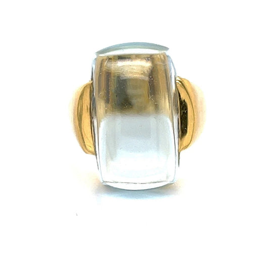 H. Stern Blue Topaz 18k Yellow Gold Statement Ring Size 8
