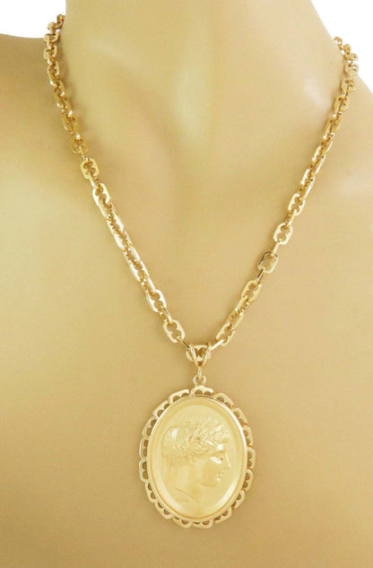 Wachler 18k Yellow Gold Embossed Cameo Oval Pendant Necklace | Necklaces | catalog, Designer Jewelry, Necklaces, Pendants, Wachler | Wachler
