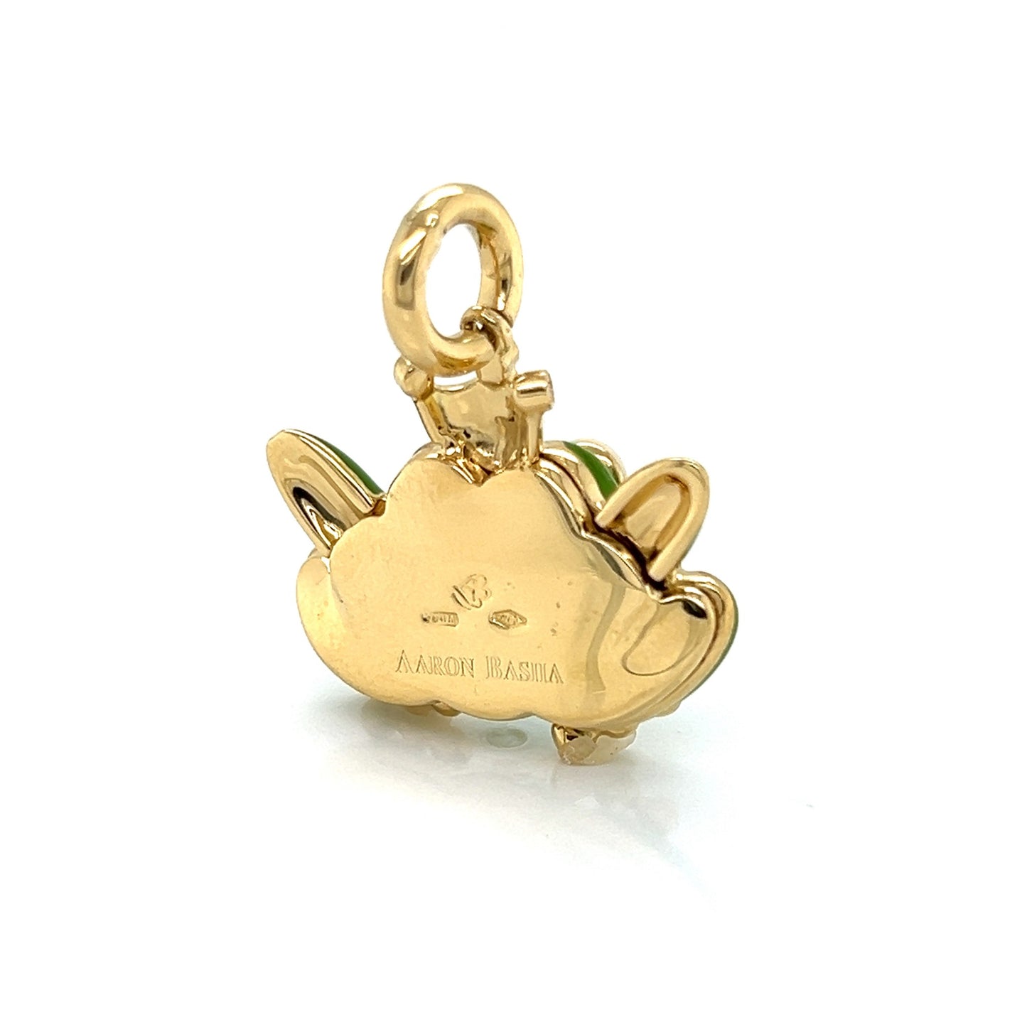 Aaron Basha Diamond Large Frog Frog 18k Yellow Gold Enamel Charm Pendant