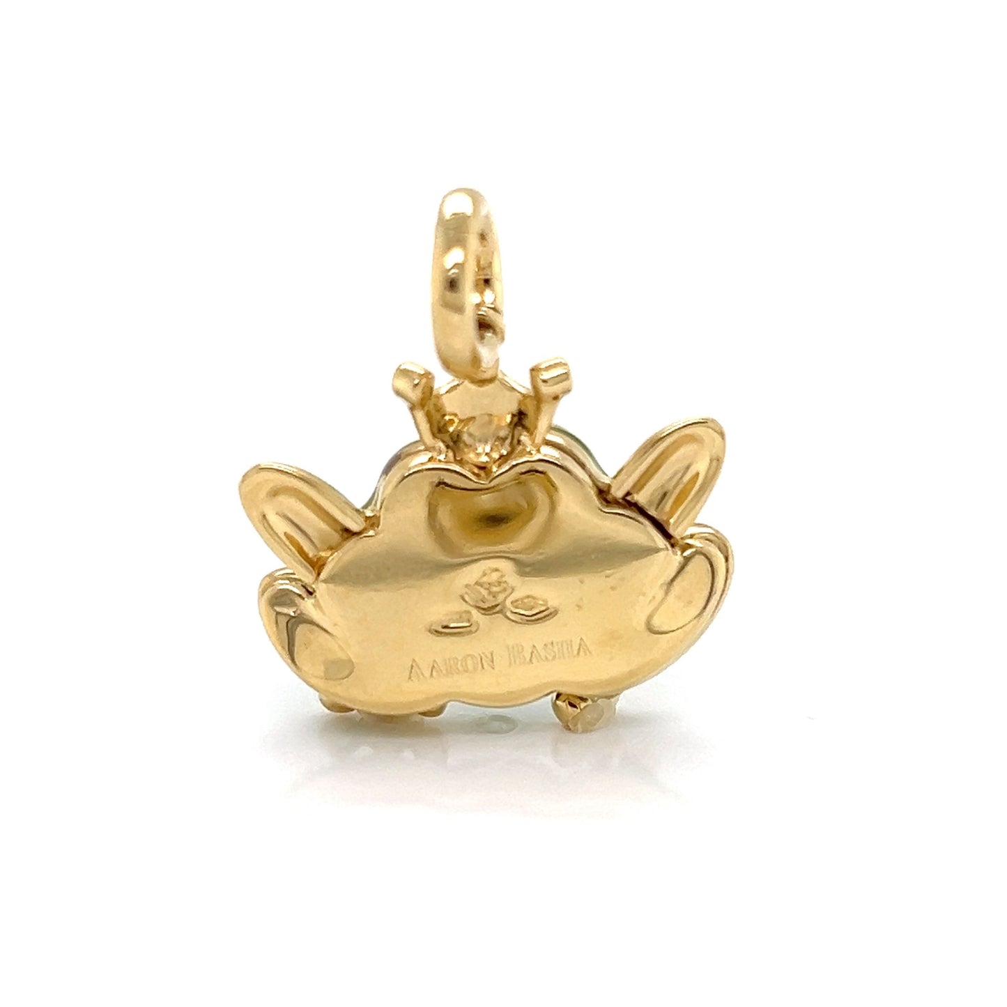 Aaron Basha Diamond Large Frog Frog 18k Yellow Gold Enamel Charm Pendant