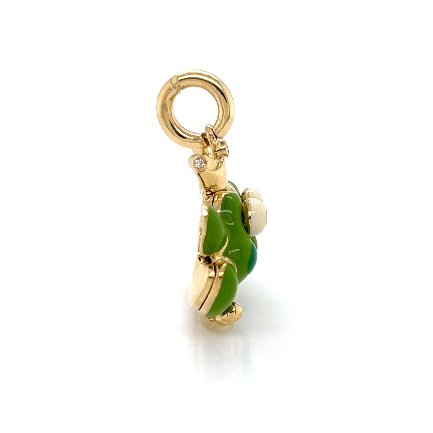 Aaron Basha Diamond Large Frog Frog 18k Yellow Gold Enamel Charm Pendant