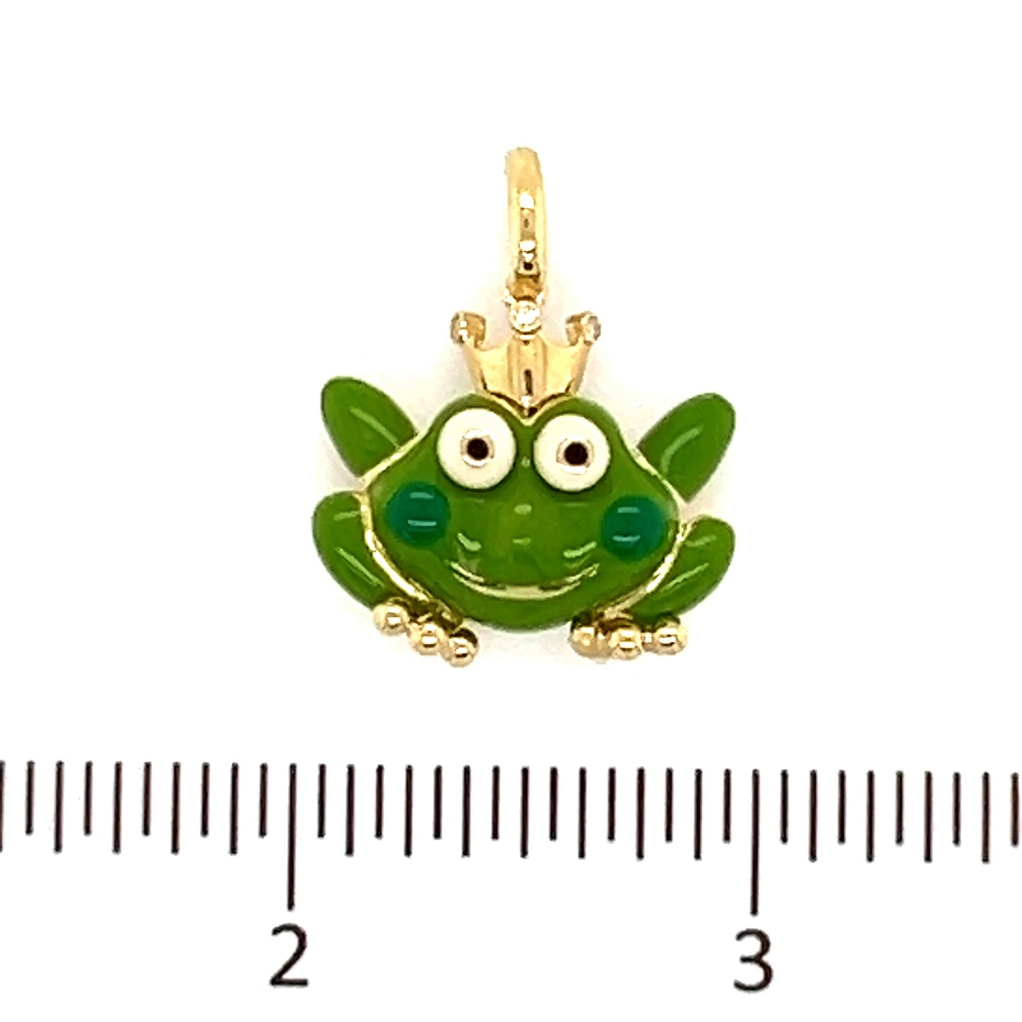Aaron Basha Diamond Large Frog Frog 18k Yellow Gold Enamel Charm Pendant