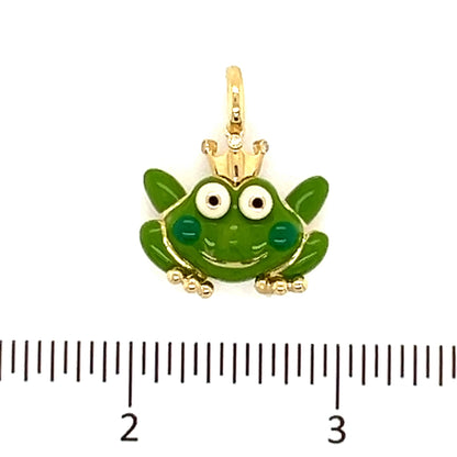 Aaron Basha Diamond Large Frog Frog 18k Yellow Gold Enamel Charm Pendant