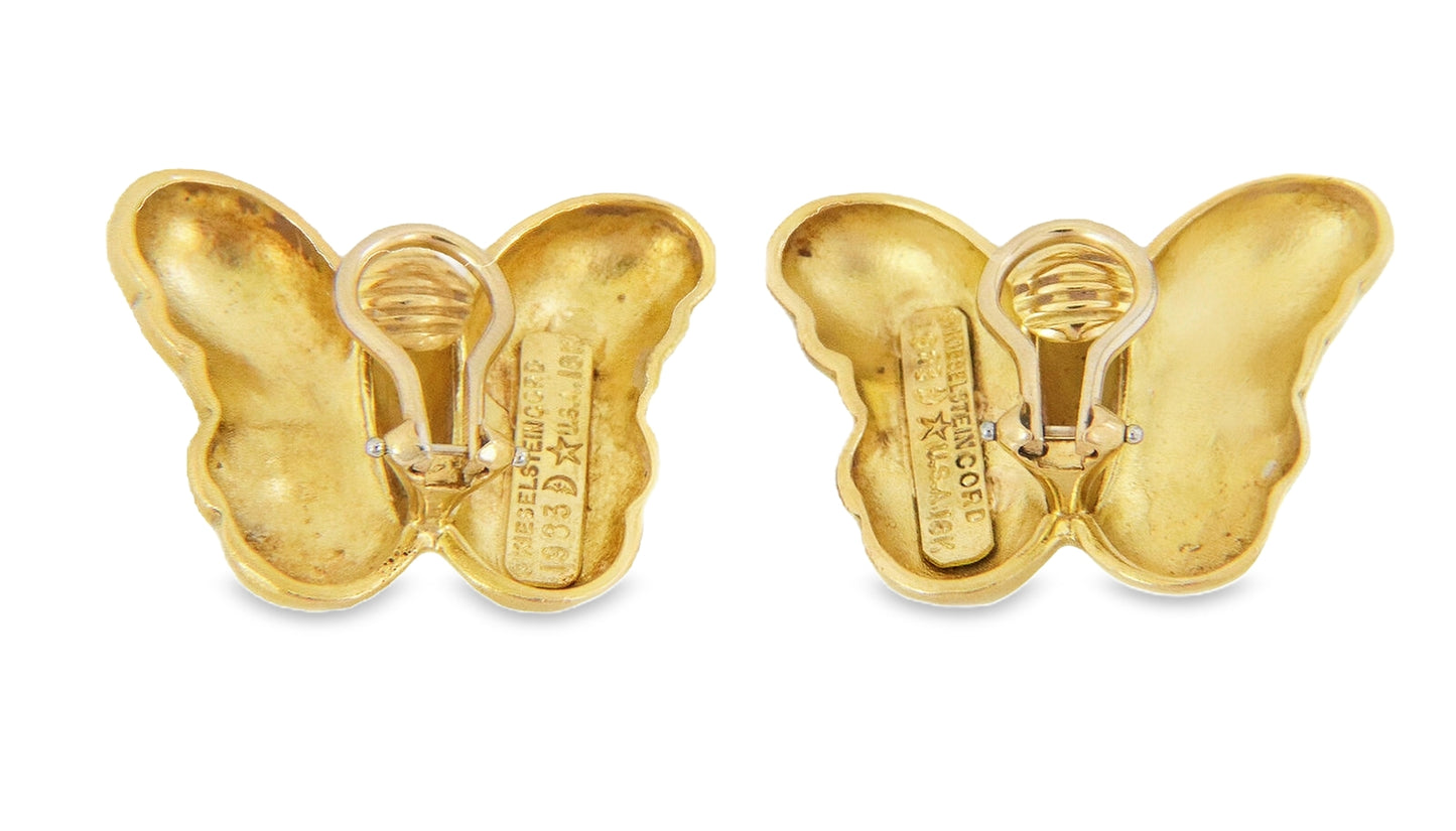 Kieselstein-Cord Butterfly Motif 18k Yellow Gold Clip-On Huggie Earrings