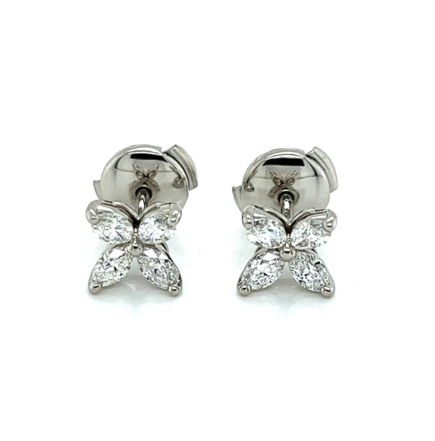 Tiffany & Co. Victoria Collection 0.92ct Diamond Platinum Flower Stud Earrings