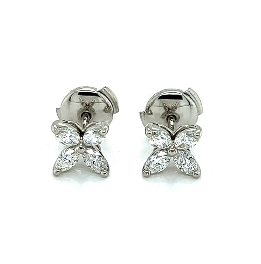Tiffany & Co. Victoria Collection 0.92ct Diamond Platinum Flower Stud Earrings