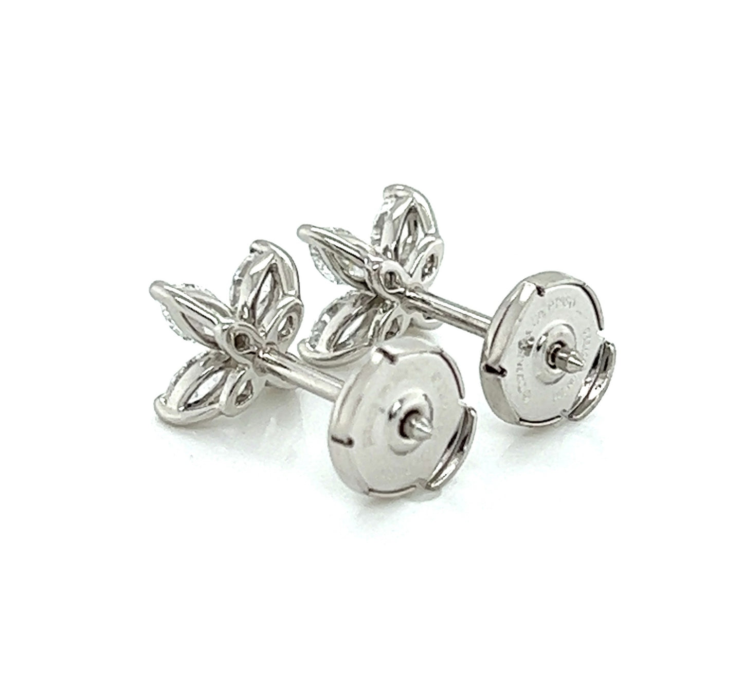 Tiffany & Co. Victoria Collection 0.92ct Diamond Platinum Flower Stud Earrings