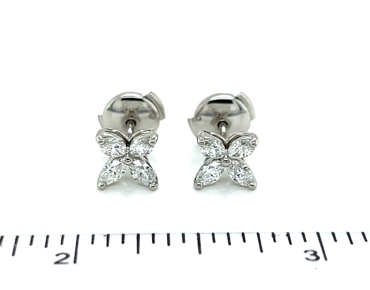 Tiffany & Co. Victoria Collection 0.92ct Diamond Platinum Flower Stud Earrings