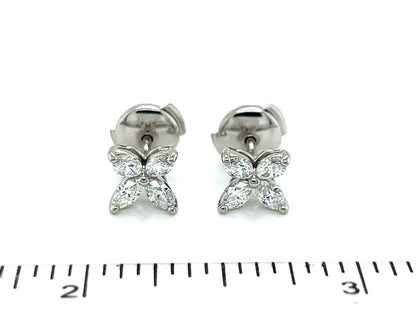 Tiffany & Co. Victoria Collection 0.92ct Diamond Platinum Flower Stud Earrings