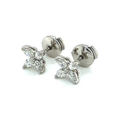 Tiffany & Co. Victoria Collection 0.92ct Diamond Platinum Flower Stud Earrings