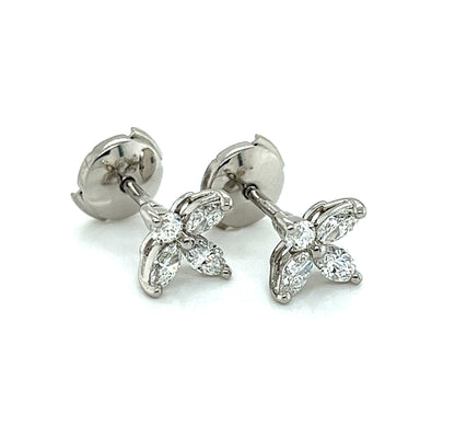 Tiffany & Co. Victoria Collection 0.92ct Diamond Platinum Flower Stud Earrings