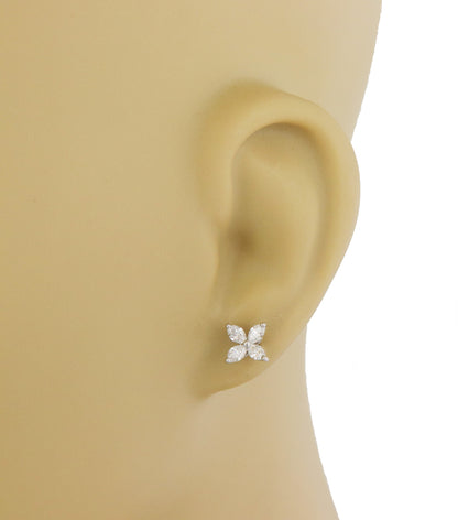 Tiffany & Co. Victoria Collection 0.92ct Diamond Platinum Flower Stud Earrings