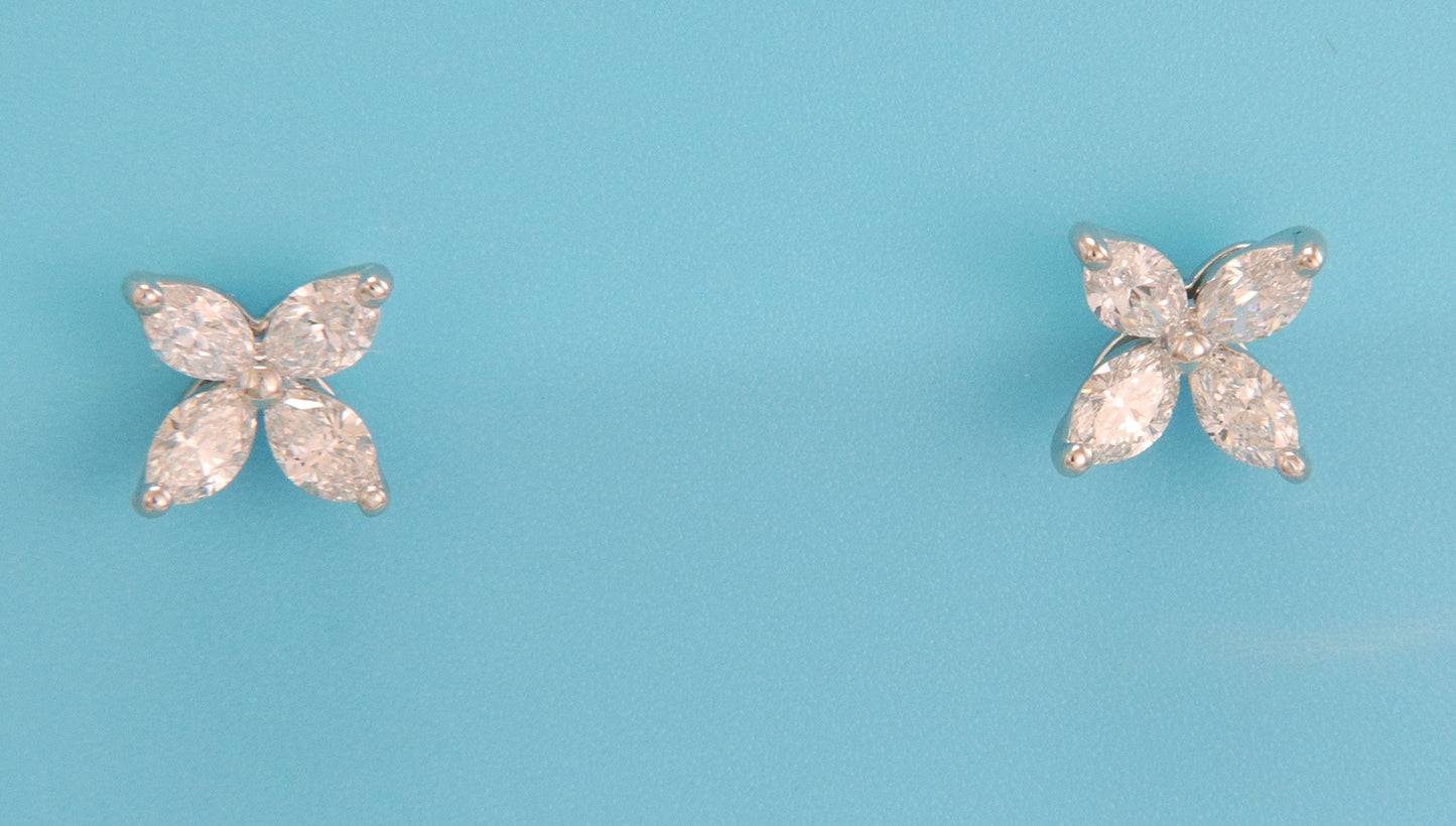 Tiffany & Co. Victoria Collection 0.92ct Diamond Platinum Flower Stud Earrings