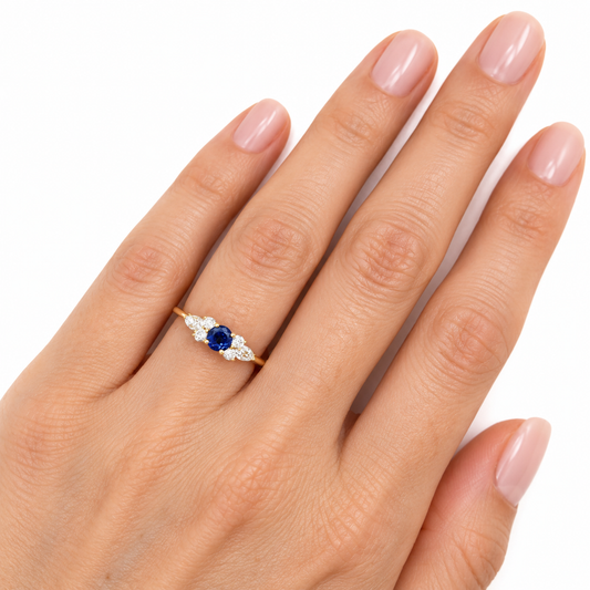 Tiffany & Co. Diamond Sapphire 18k Yellow Gold Cocktail Ring Size 6