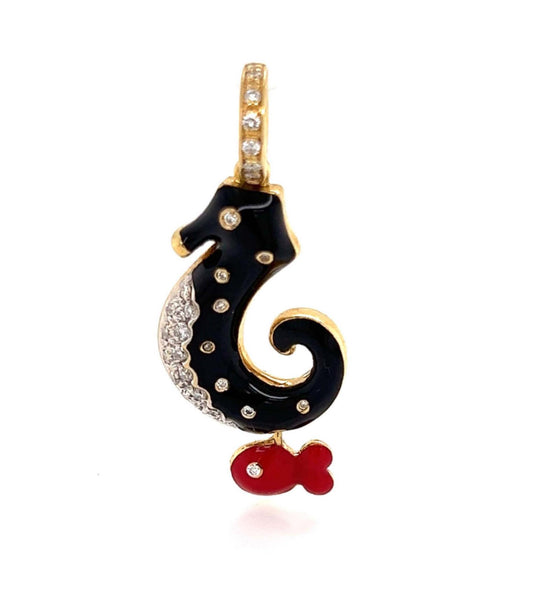 Aaron Basha Diamond Enamel 18k Yellow Gold Seahorse Fish Charm Pendant | Charms & Pendants | Aaron Basha, catalog, Charms, Designer Jewelry, Pendants | Aaron Basha