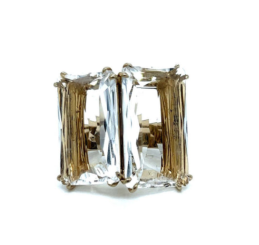H. Stern Cobblestone Clear Quartz Diamond 18k Yellow Gold Statement Ring Size 7
