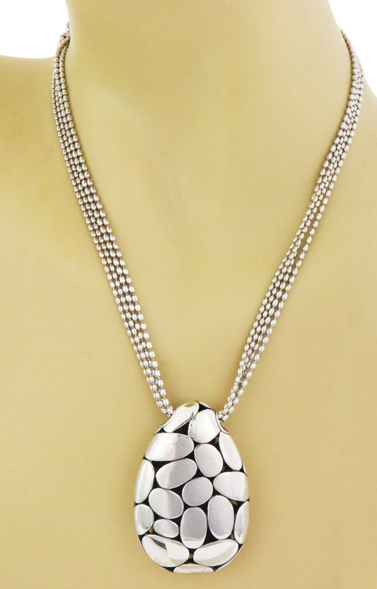 John Hardy Sterling Silver Large Pebble Pendant Multi Bead Chain Necklace | Necklaces | catalog, Designer Jewelry, John Hardy, Necklaces, Pendants, Sterling Silver | John Hardy