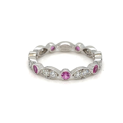 Tiffany & Co. Jazz Diamond Pink Sapphire Platinum Band Ring - Size 6
