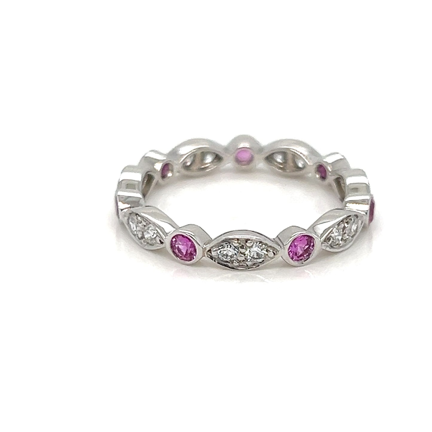 Tiffany & Co. Jazz Diamond Pink Sapphire Platinum Band Ring - Size 6