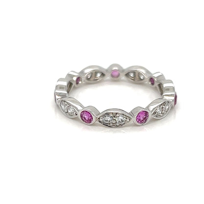 Tiffany & Co. Jazz Diamond Pink Sapphire Platinum Band Ring - Size 6