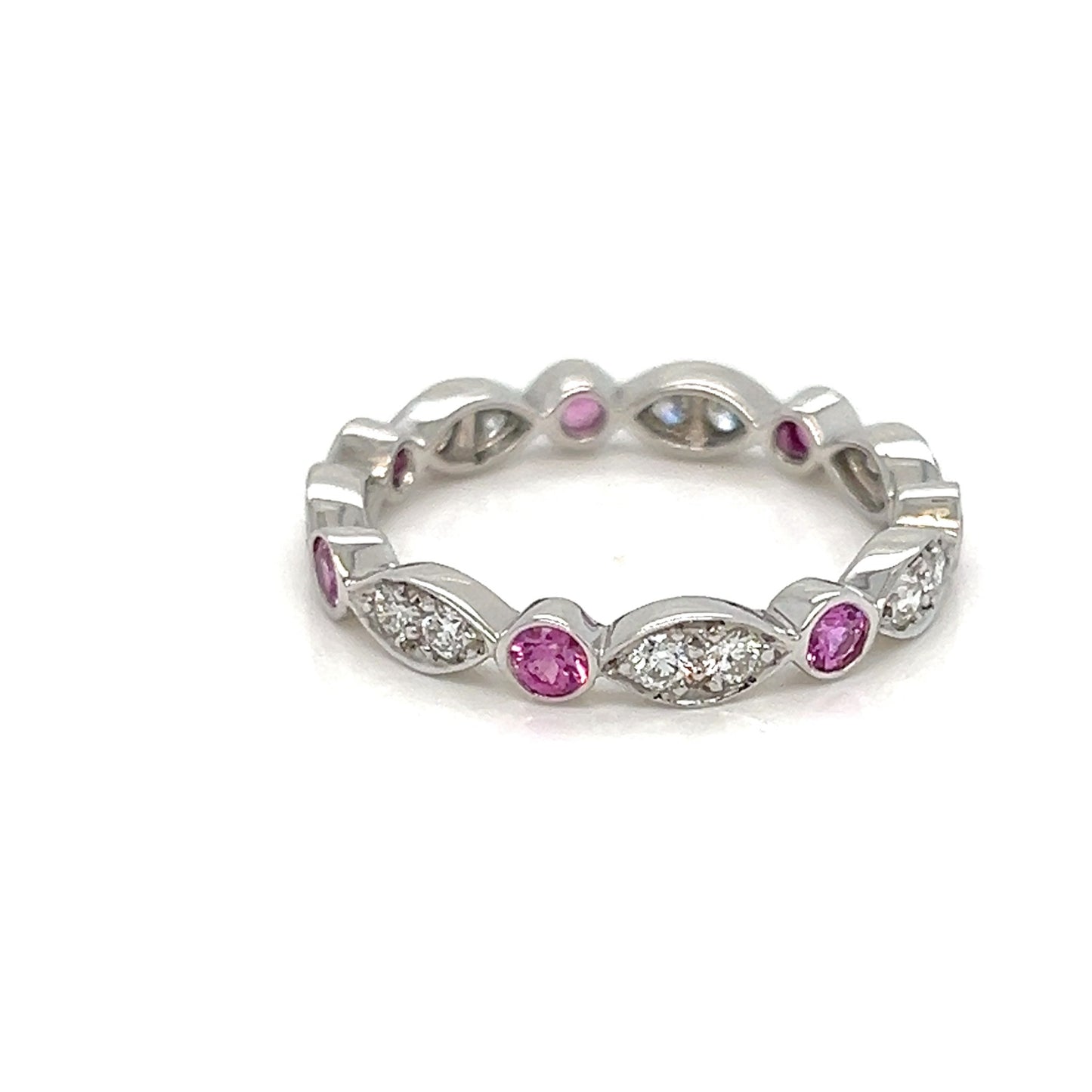 Tiffany & Co. Jazz Diamond Pink Sapphire Platinum Band Ring - Size 6