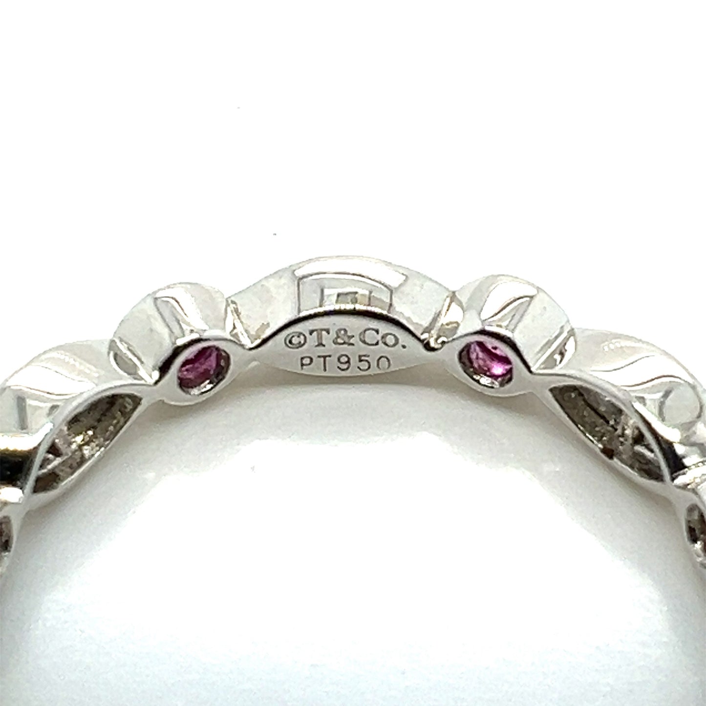 Tiffany & Co. Jazz Diamond Pink Sapphire Platinum Band Ring - Size 6