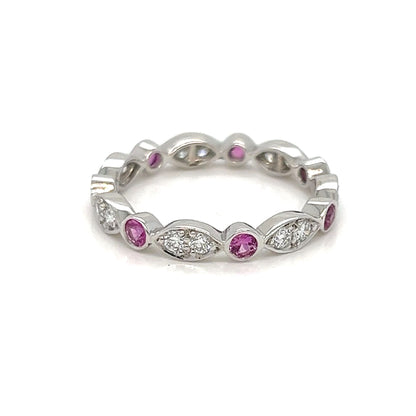 Tiffany & Co. Jazz Diamond Pink Sapphire Platinum Band Ring - Size 6