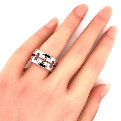 Cartier Le Baiser Dragon Ring w/Black Enamel in 18k White Gold