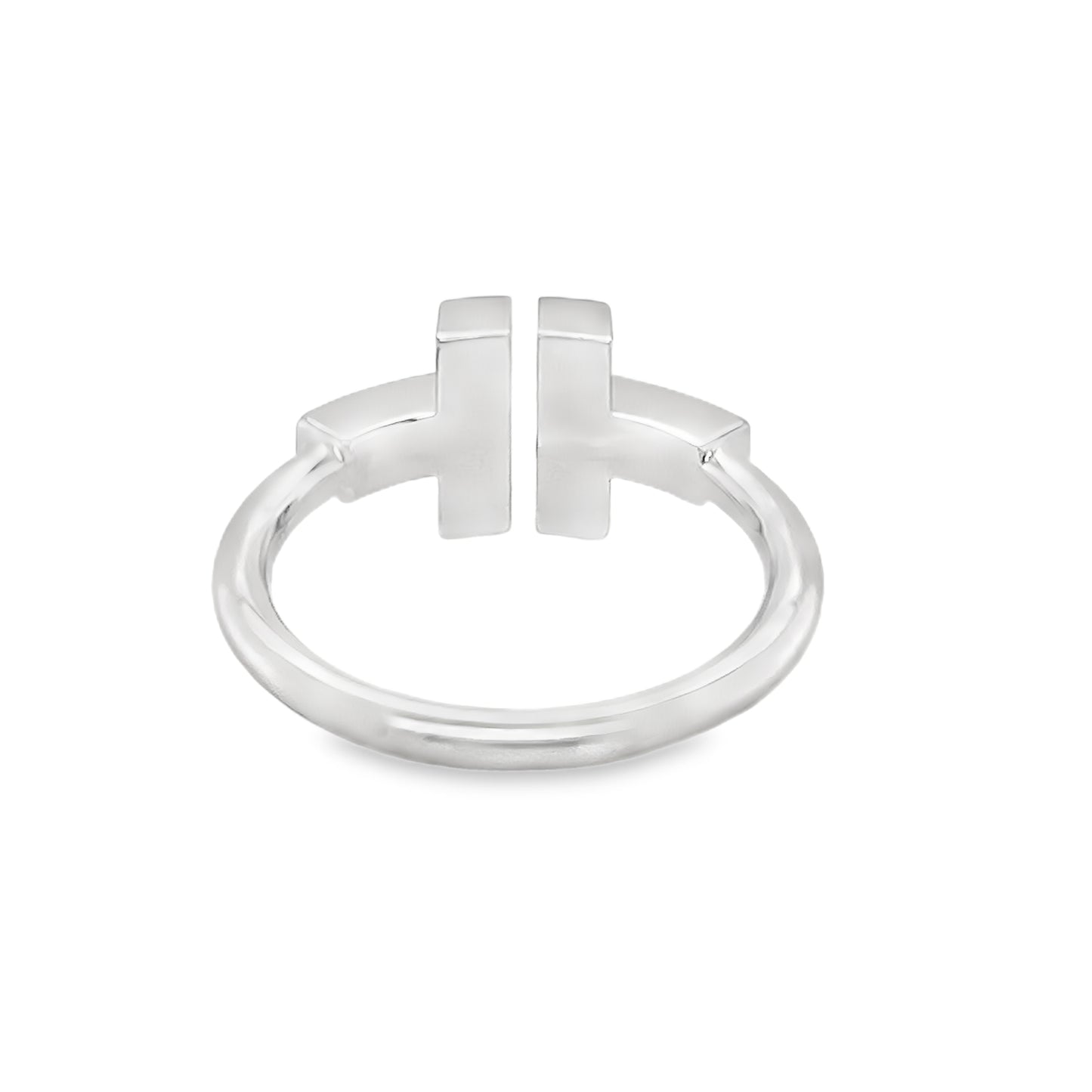 Tiffany & Co. Diamond & Turquoise 18k White Gold T Wire Ring - Size 6