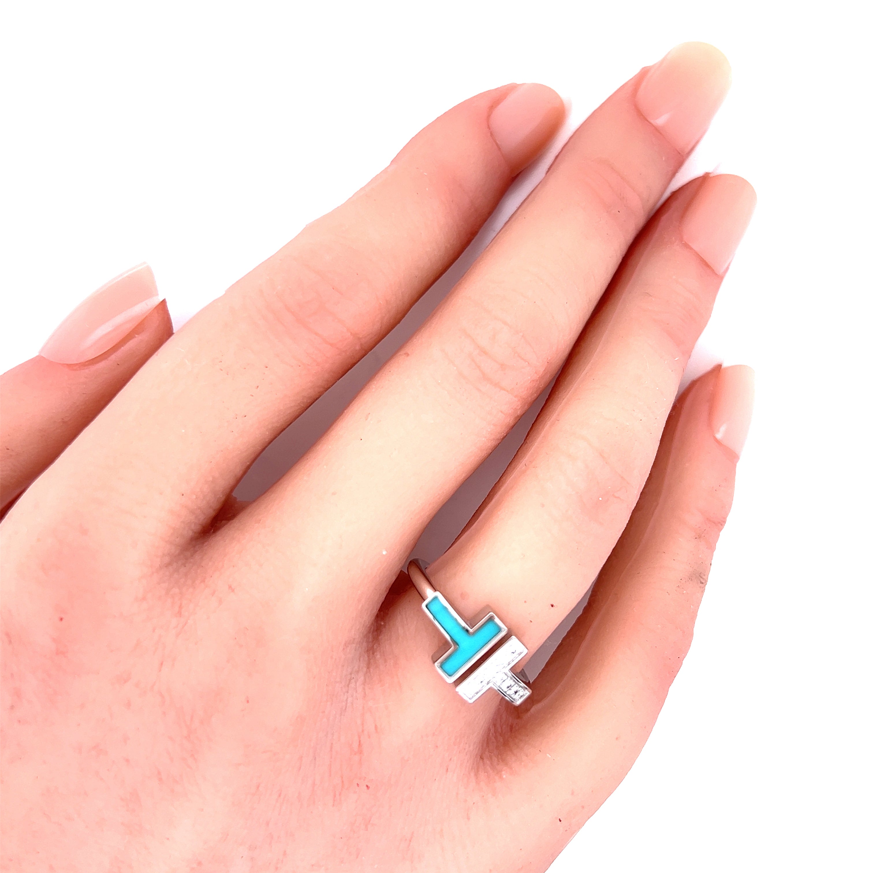 Diamond and Turquoise sale Wire Ring