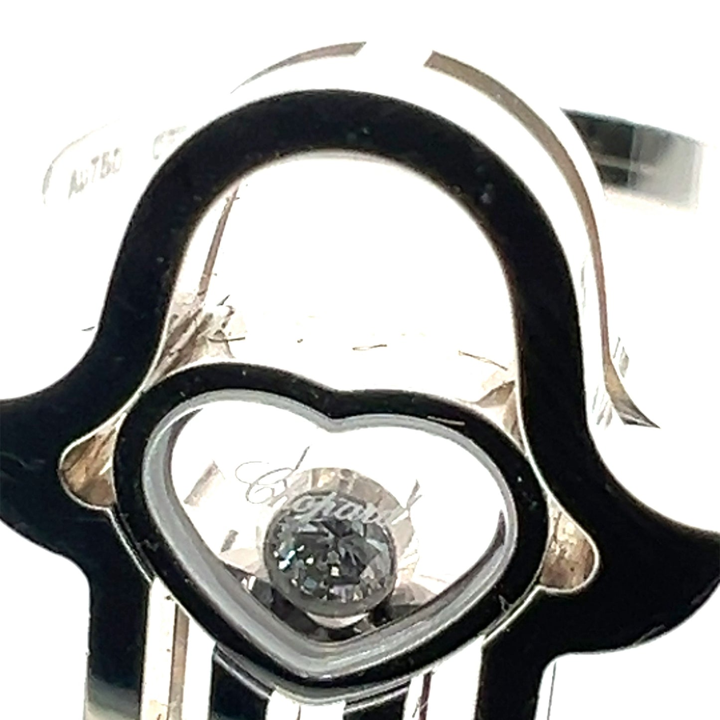Chopard Happy Diamonds Hamsa Floating Diamond 18k White Gold Ring