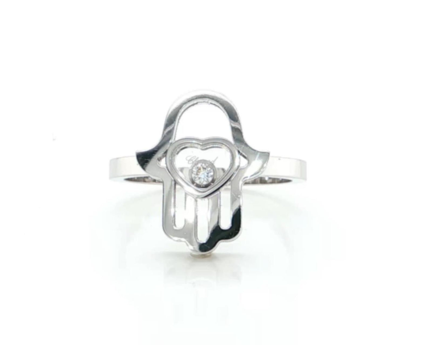 Chopard Happy Diamonds Hamsa Floating Diamond 18k White Gold Ring