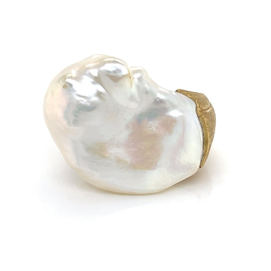 Yvel Satin Sea Baroque Pearl 18k Yellow Gold Sculptural Ring
